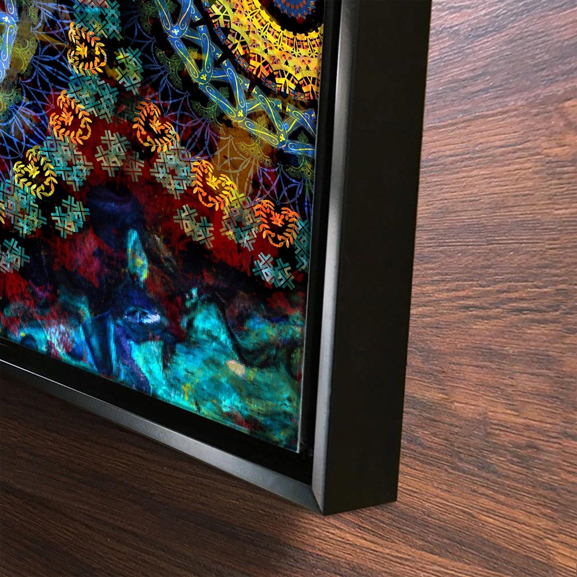 Mandala Art Dark Eyes Floating Canvas Wall Painting Frame - Decor Mantra 