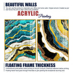 Modern Turquoise Blue Waves Artistic Art Acrylic Floating Wall Painting Set Of 2 - Decor Mantra 