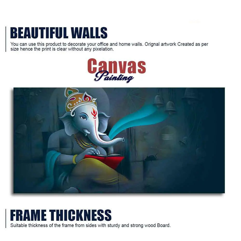 Auspicious Shri Ganpati Ganesha Canvas Wall Painting - Decor Mantra 