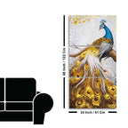 A Beautiful 3 Pieces Wall Painting of Golden Peacock - Decor Mantra 