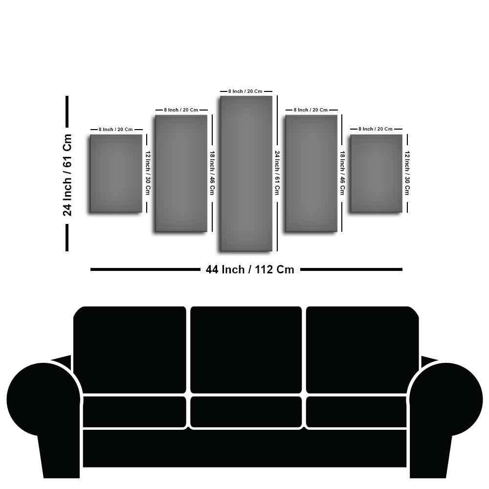 Premium Beautiful Sunset Horizon Canvas wall Painting of Five Pieces - Decor Mantra 