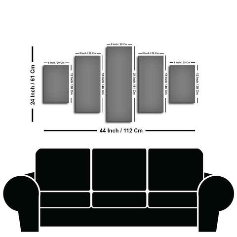 Premium Beautiful Sunset Horizon Canvas wall Painting of Five Pieces - Decor Mantra 