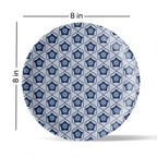 Abstract Geometry in Everyday Art Blue Pottery Inspired jaali symmetry floral plate - Harshita Craft