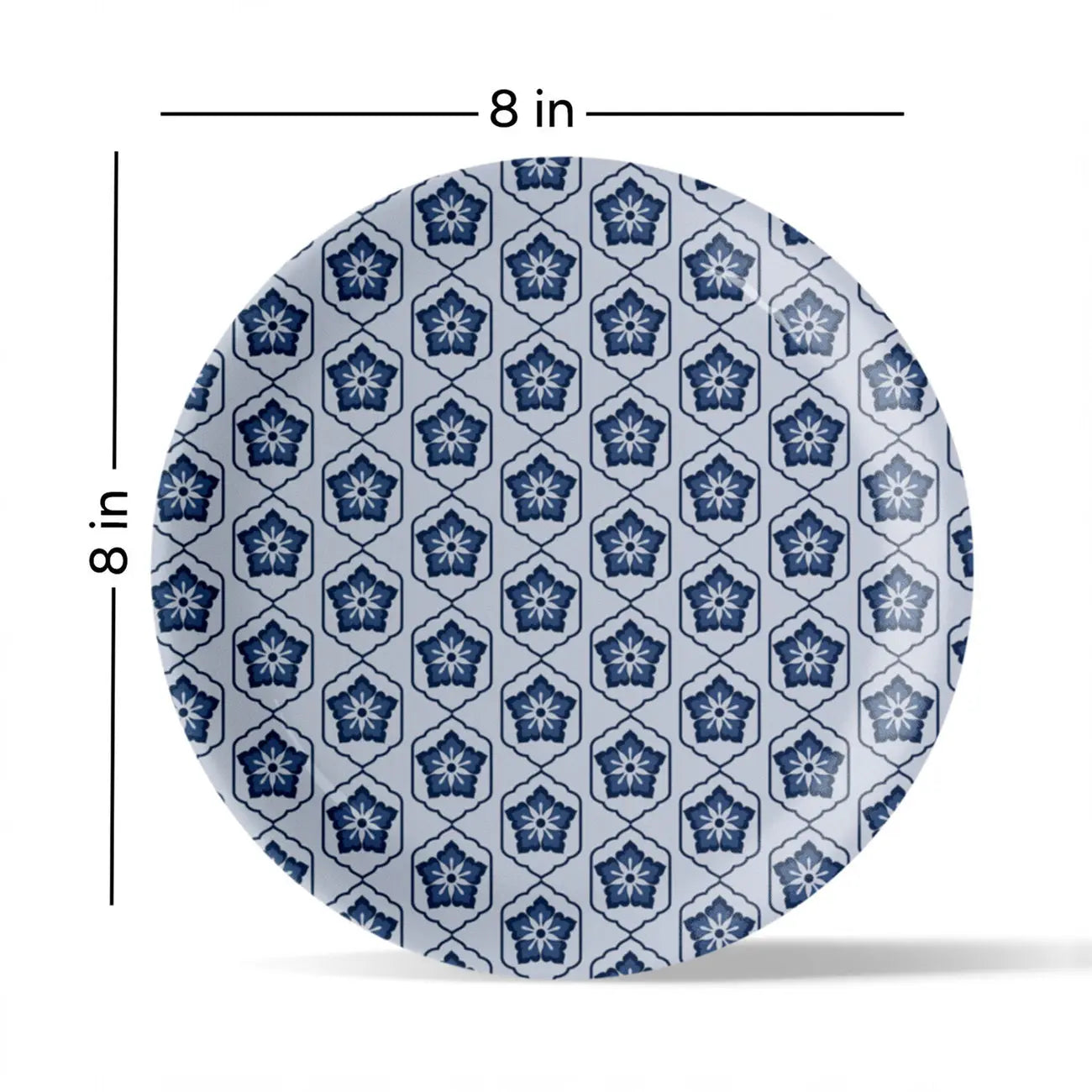 Abstract Geometry in Everyday Art Blue Pottery Inspired jaali symmetry floral plate - Harshita Craft