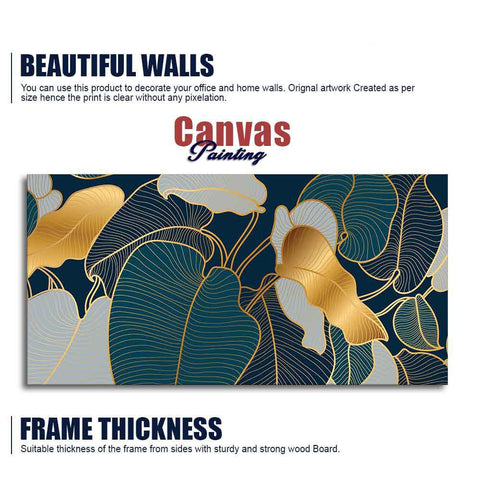 Luxury Golden Art Monstera Leaves Canvas wall Painting - Decor Mantra 
