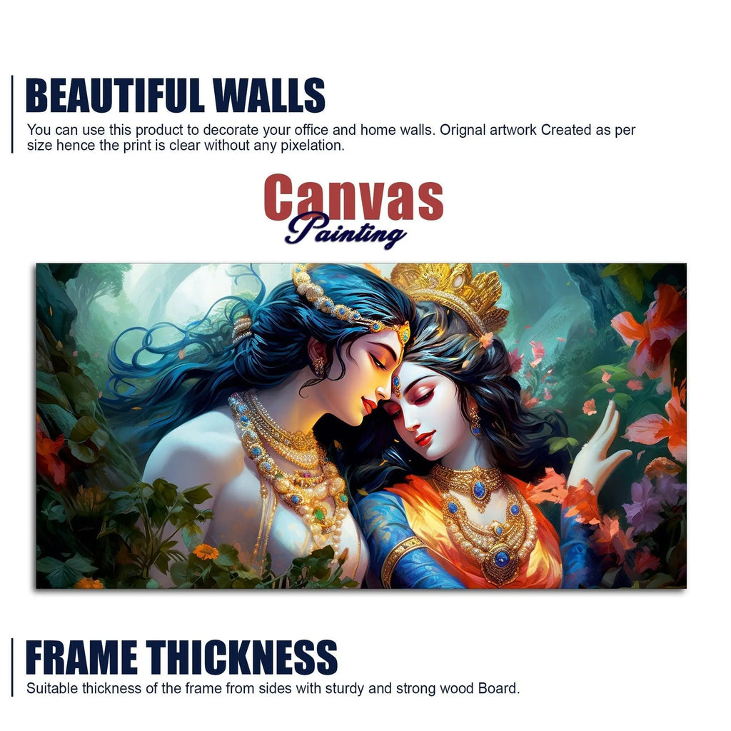 Divine Luster Painting of Radha Krishna Canvas Wall Painting - Harshita Craft