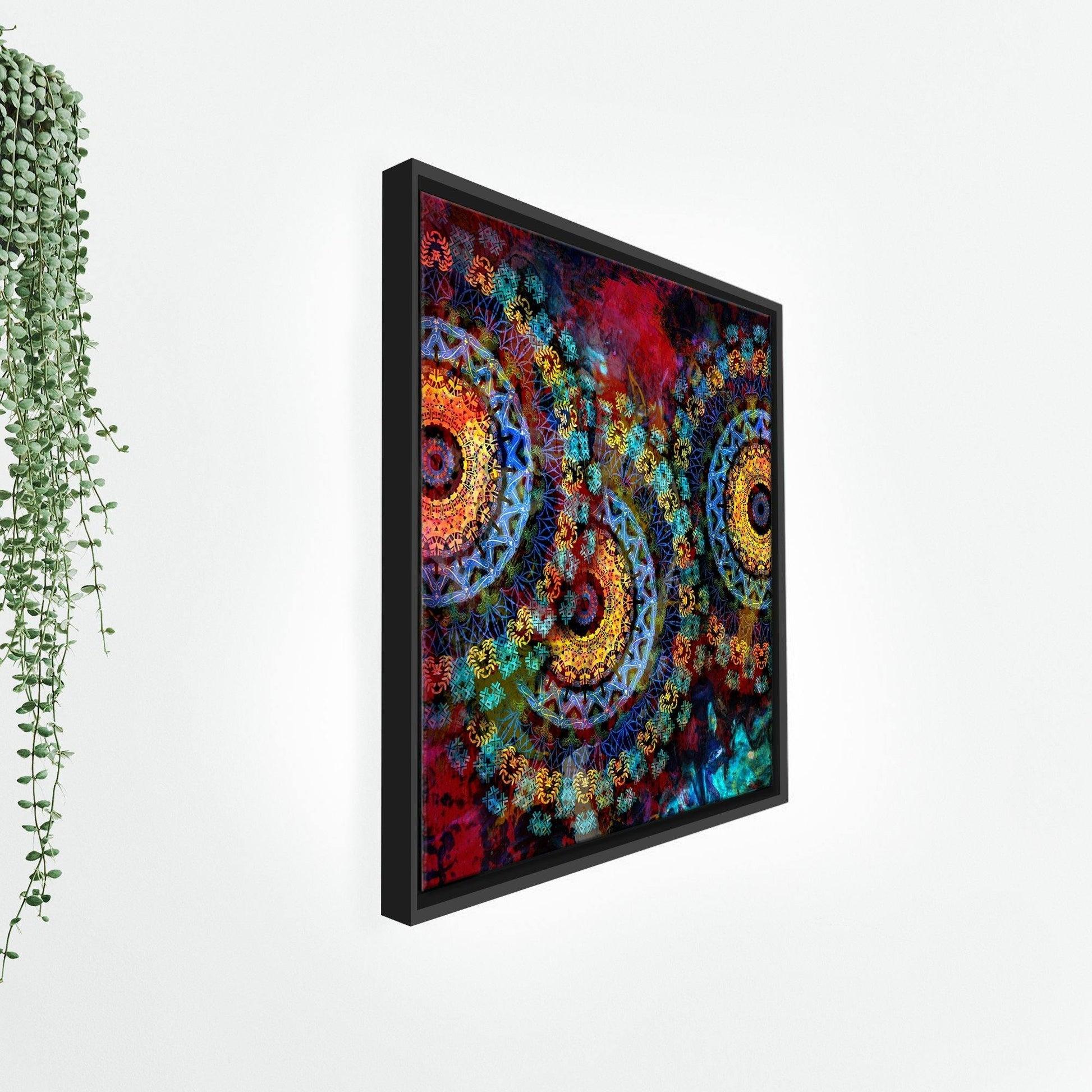 Mandala Art Dark Eyes Floating Canvas Wall Painting Frame - Decor Mantra 