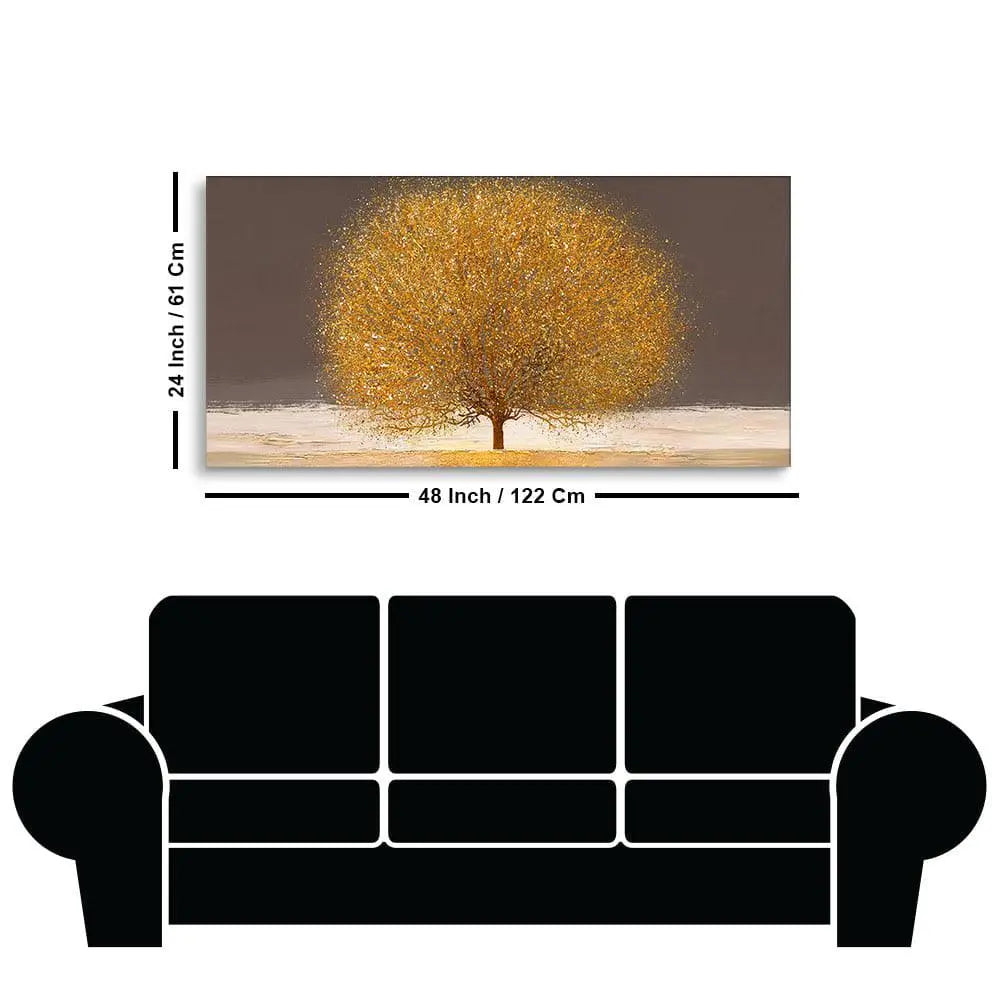 Golden Tree with Elements of gold textures Wall Painting - Decor Mantra 
