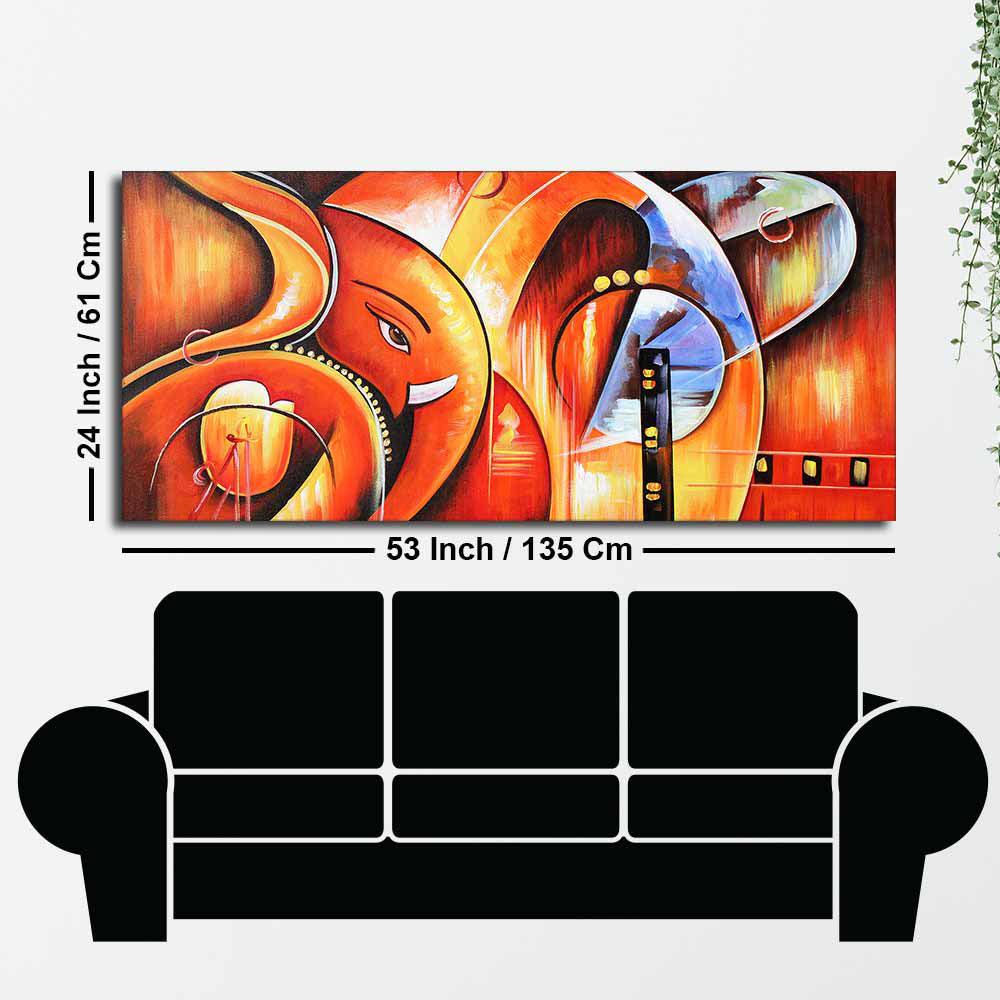 Lord Ganesha Abstract Art Beautiful Wall Painting - Decor Mantra 