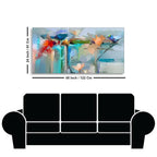 Abstract Colorful Canary Bird with Flowers Canvas Wall Painting - Decor Mantra 