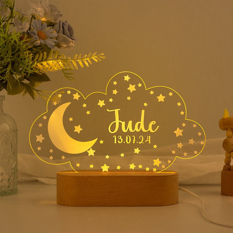 Personalized Night Light with Moon & Stars,Nursery Decor,Custom Name Light Night Gift,Kids Room Decor ,Personalized Gifts for Kids,Baby Gift