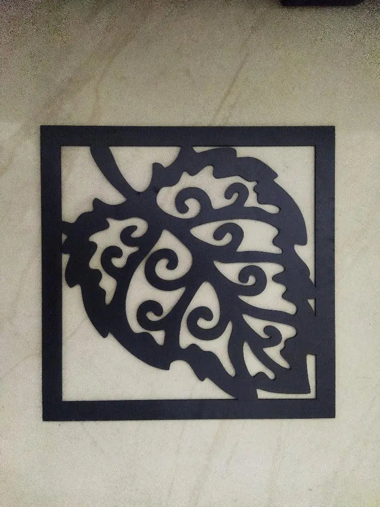 Wooden 3 Pieces Square Tree Leaf Wall Art Panel Frame - Decor Mantra 