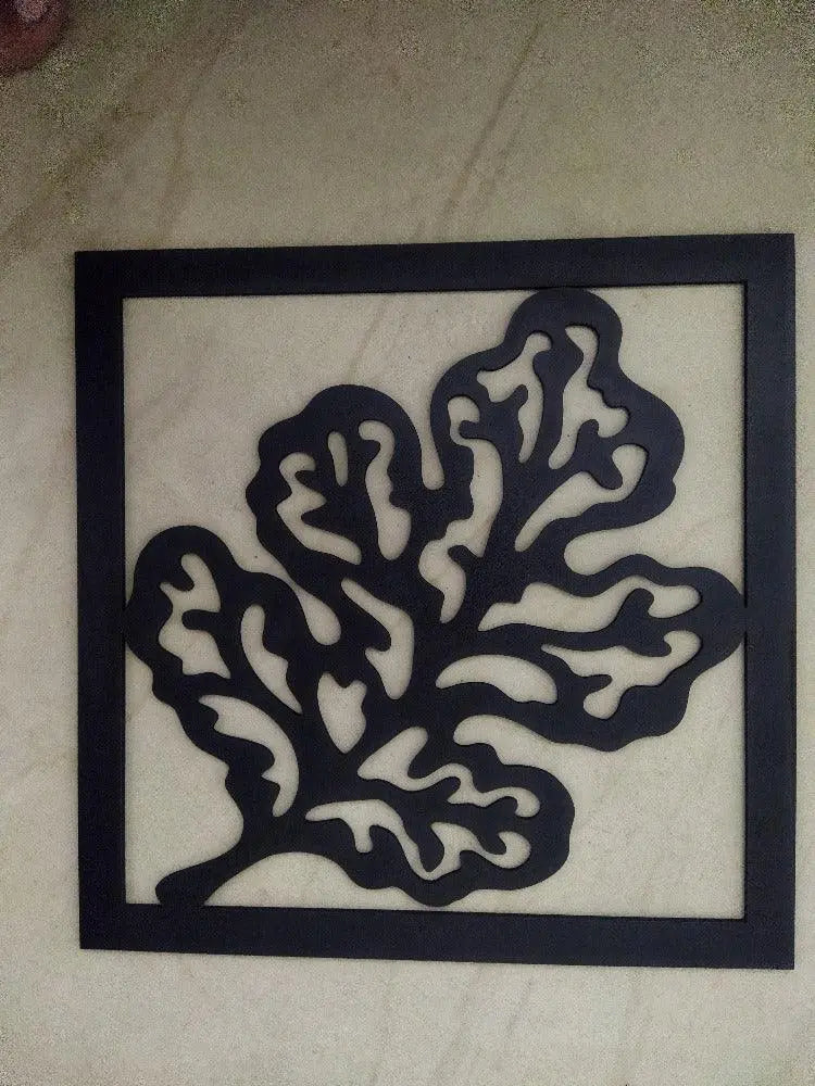 Wooden 3 Pieces Square Tree Leaf Wall Art Panel Frame - Decor Mantra 