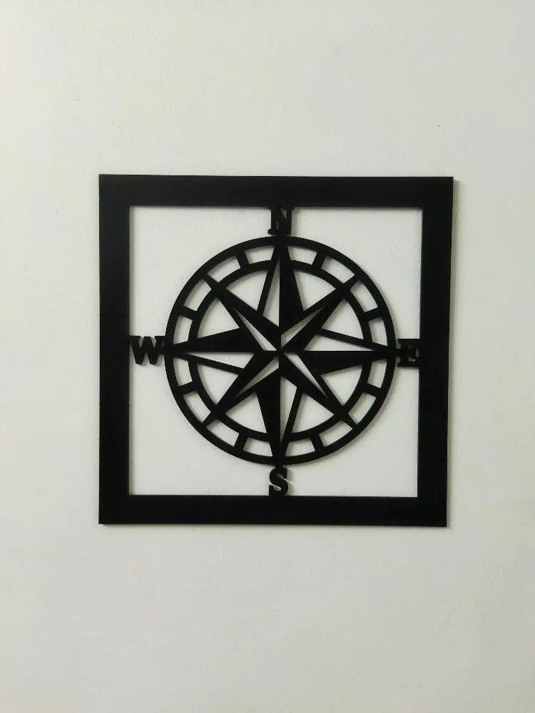 Black Wooden Nautical Compass Wall Décor - Decor Mantra 