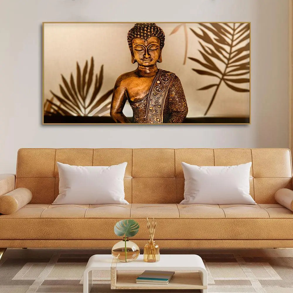 Buddha in Lotus Position with Serene Smile Wall Painting - Decor Mantra 