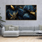 Golden Tropical leaves Canvas Wall Painting - Harshita Craft
