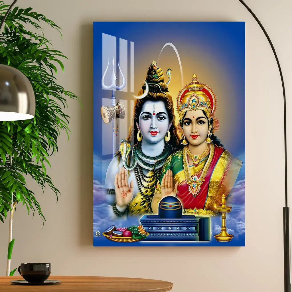 Lord Mahadev with Goddess Parvati Acrylic Wall Art DECORMANTRA