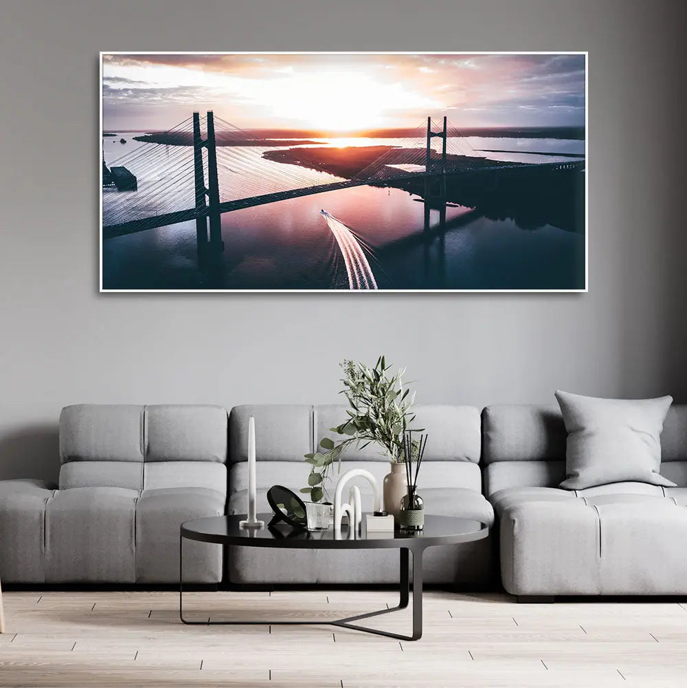 Canvas Wall Painting of Beautiful Bridge in Sunset Decor Mantra