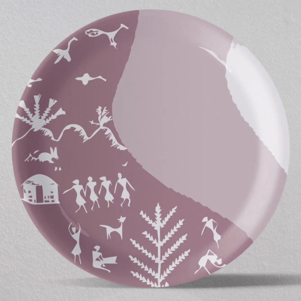 Modern Warli Floral Wall Plate - Harshita Craft