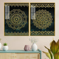 Golden Mandala Pattern Acrylic Floating Wall Painting Set of 2 - Decor Mantra 