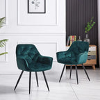 Rich Emerald Color Comfy Padded Tufted Velvet Lounge Chair DECORMANTRA