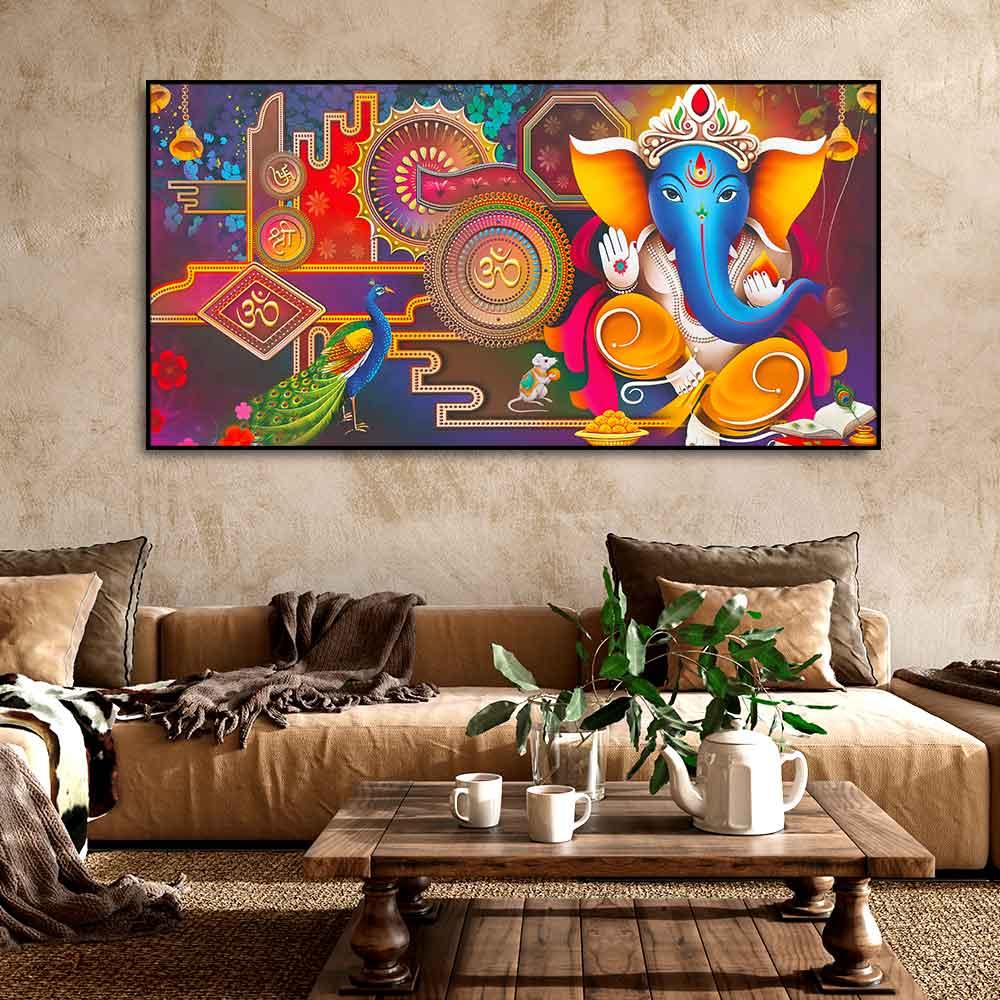 Auspicious Lord Ganpati Ganesha Canvas Wall Painting - Decor Mantra 