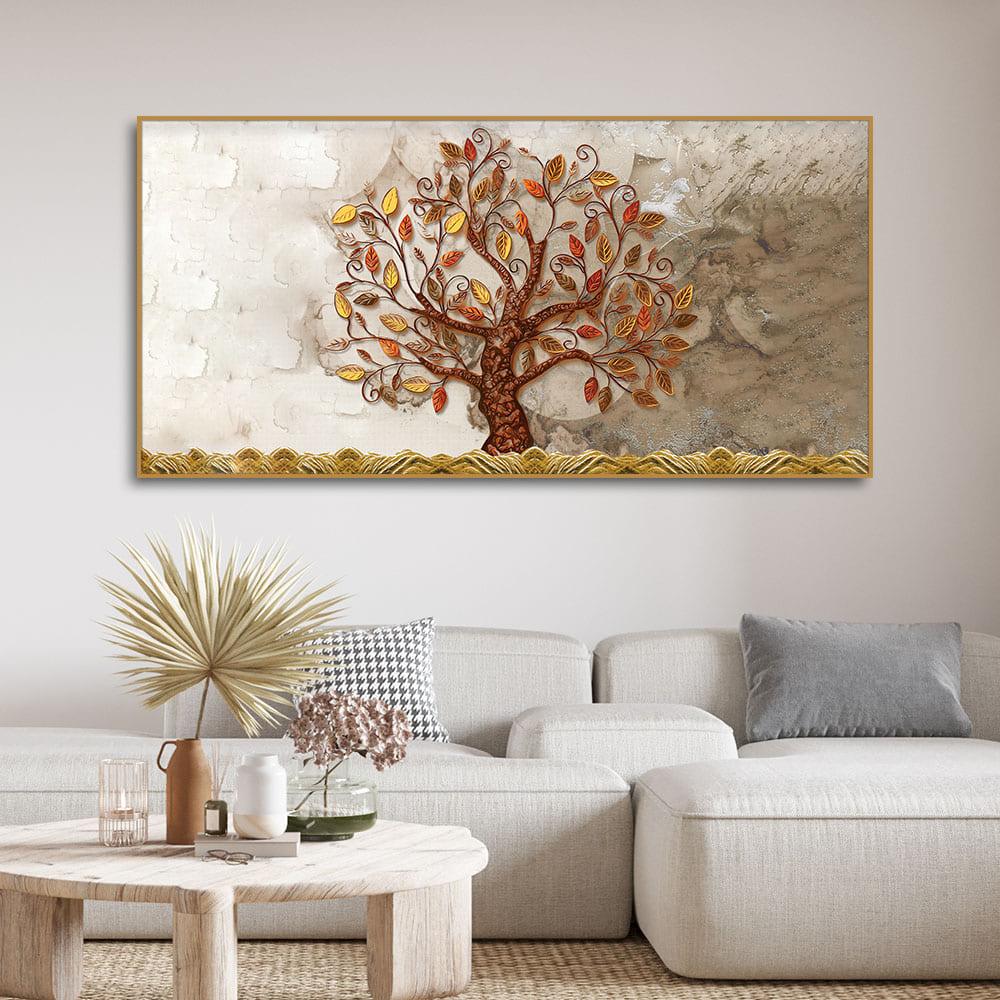 Beautiful Red and Yellow Leaf Tree Canvas Wall Painting - Decor Mantra 