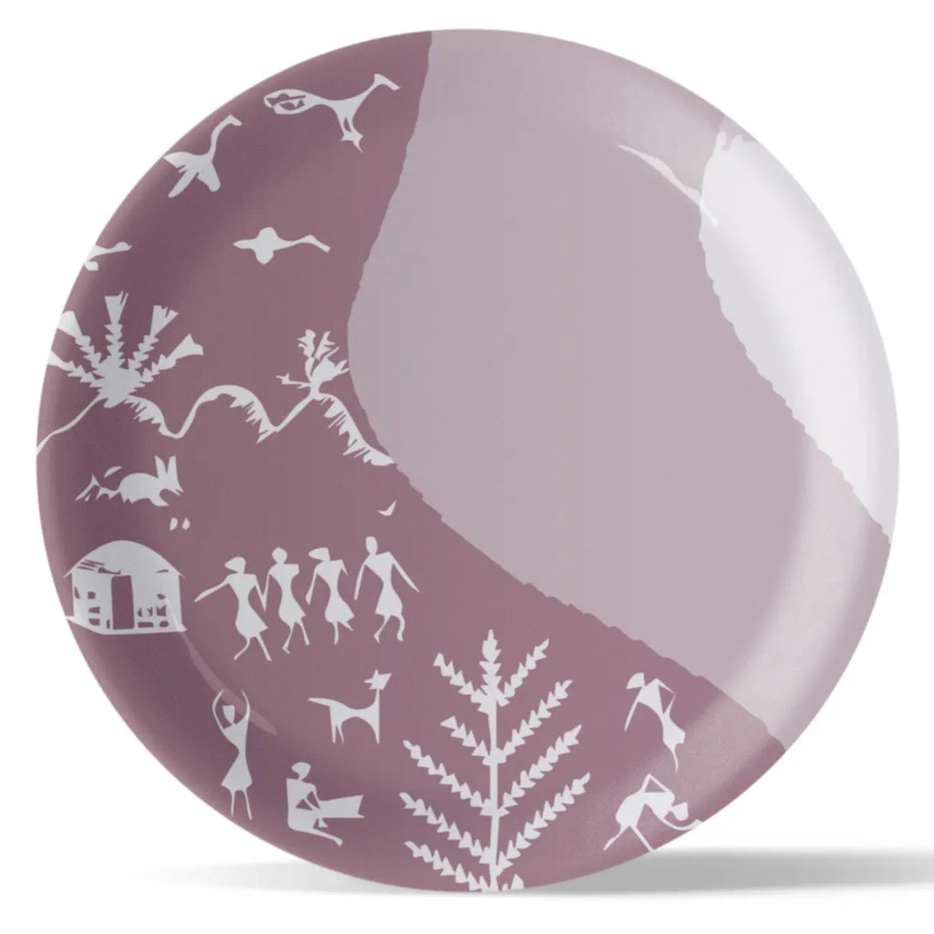 Modern Warli Floral Wall Plate - Harshita Craft