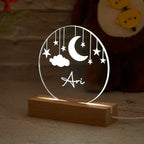 Custom Moon and Star Nightlight ,Personalized Clouds Night light With Name, Baby Bedroom Night Light, Newborn Gift, Mom Gifts, Nursery Decor - Harshita Craft