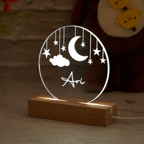 Custom Moon and Star Nightlight ,Personalized Clouds Night light With Name, Baby Bedroom Night Light, Newborn Gift, Mom Gifts, Nursery Decor