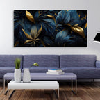 Golden Tropical leaves Canvas Wall Painting - Harshita Craft