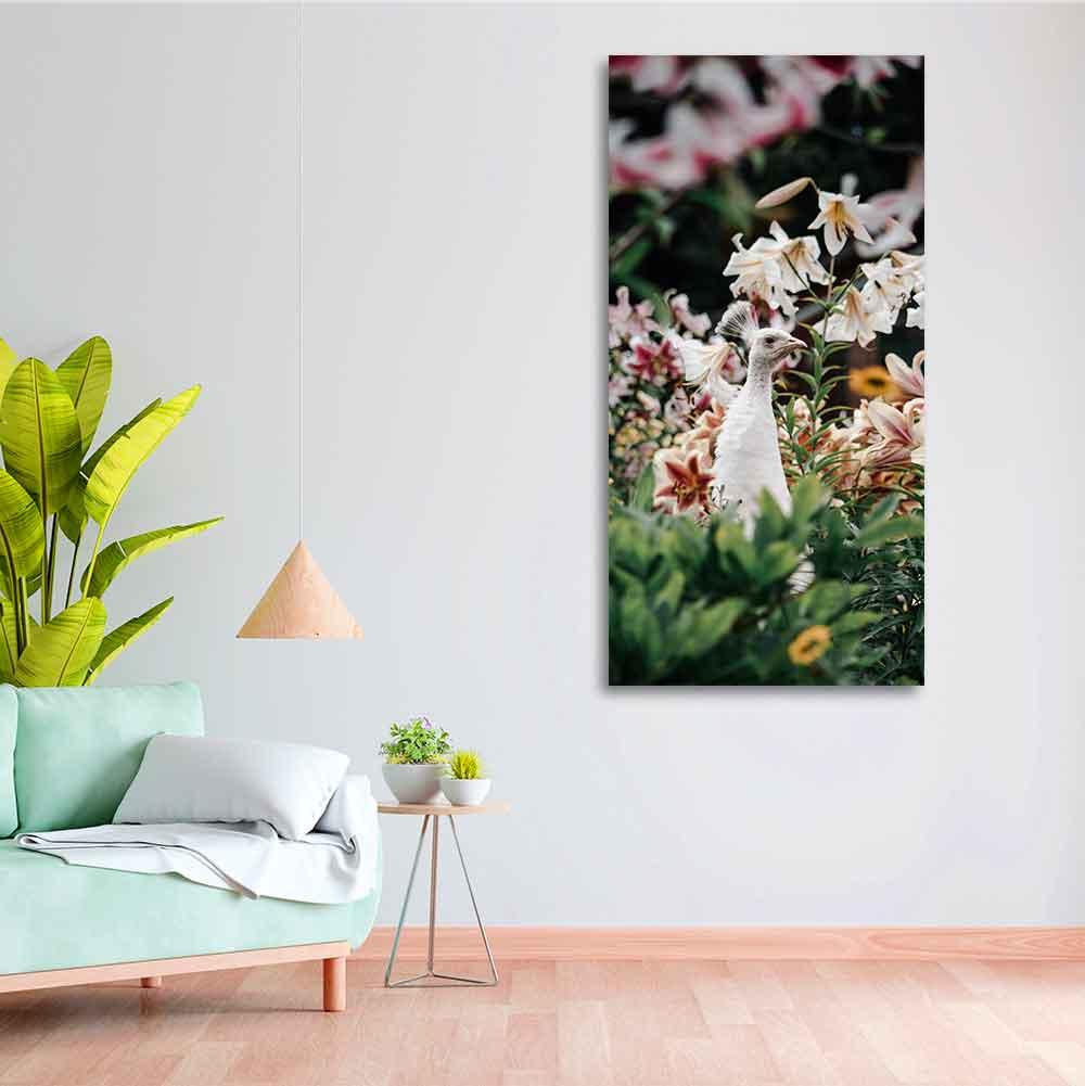 White Peacock Canvas Wall Painting - Decor Mantra 