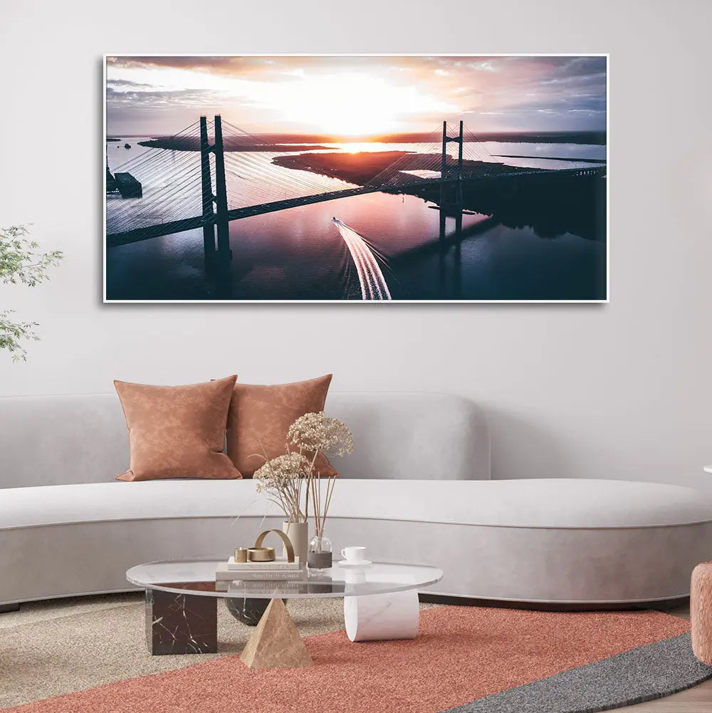 Canvas Wall Painting of Beautiful Bridge in Sunset Decor Mantra