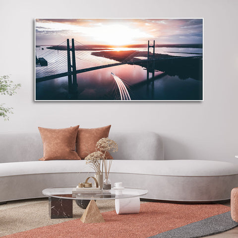 Canvas Wall Painting of Beautiful Bridge in Sunset