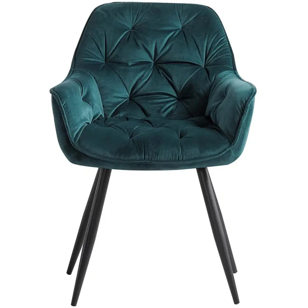 Rich Emerald Color Comfy Padded Tufted Velvet Lounge Chair DECORMANTRA