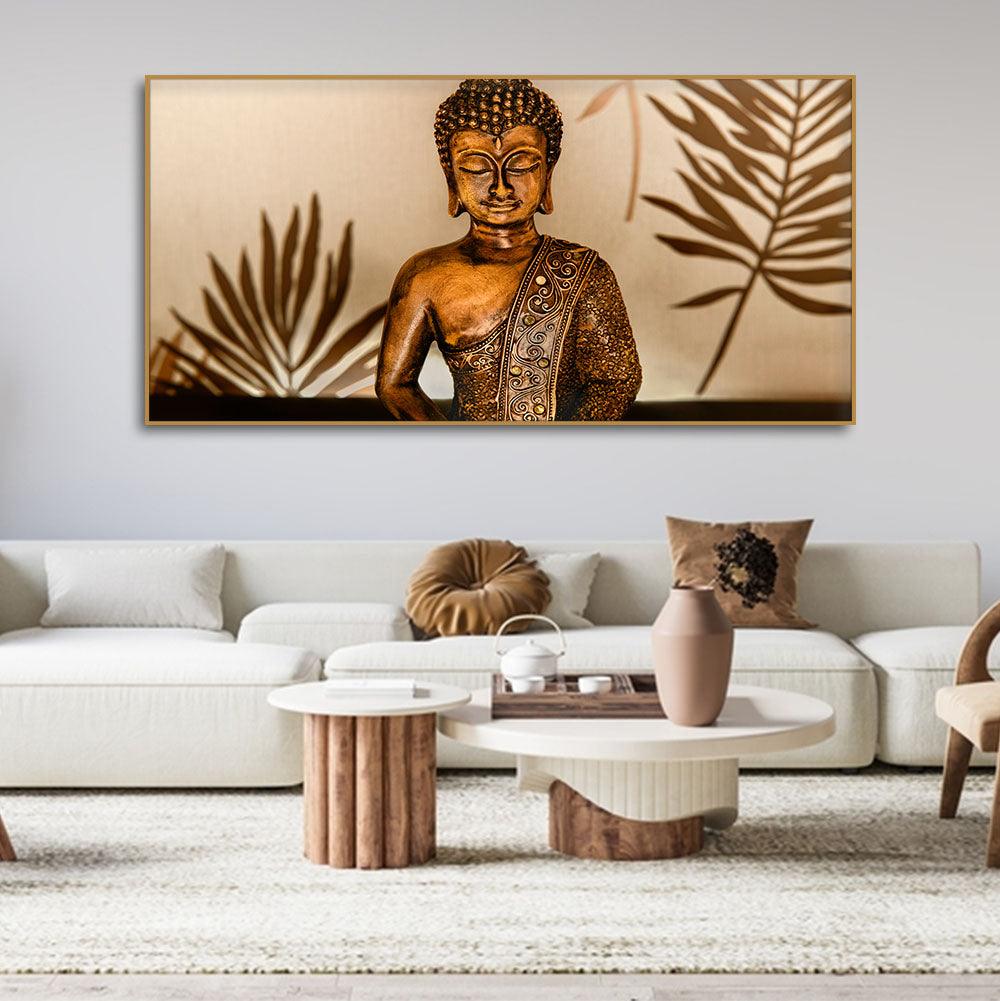 Buddha in Lotus Position with Serene Smile Wall Painting - Decor Mantra 