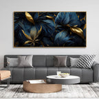 Golden Tropical leaves Canvas Wall Painting - Harshita Craft