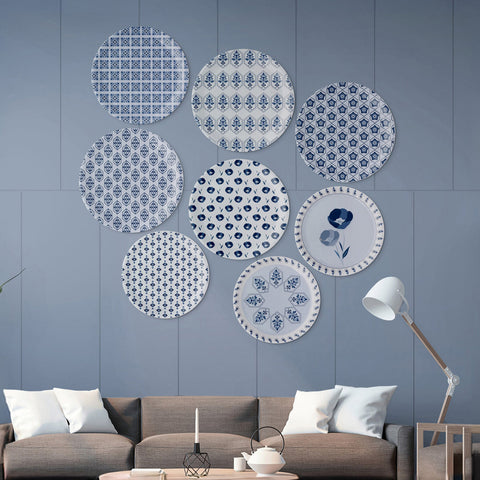 Abstract Geometry in Everyday Art Blue Pottery Inspired floral plate