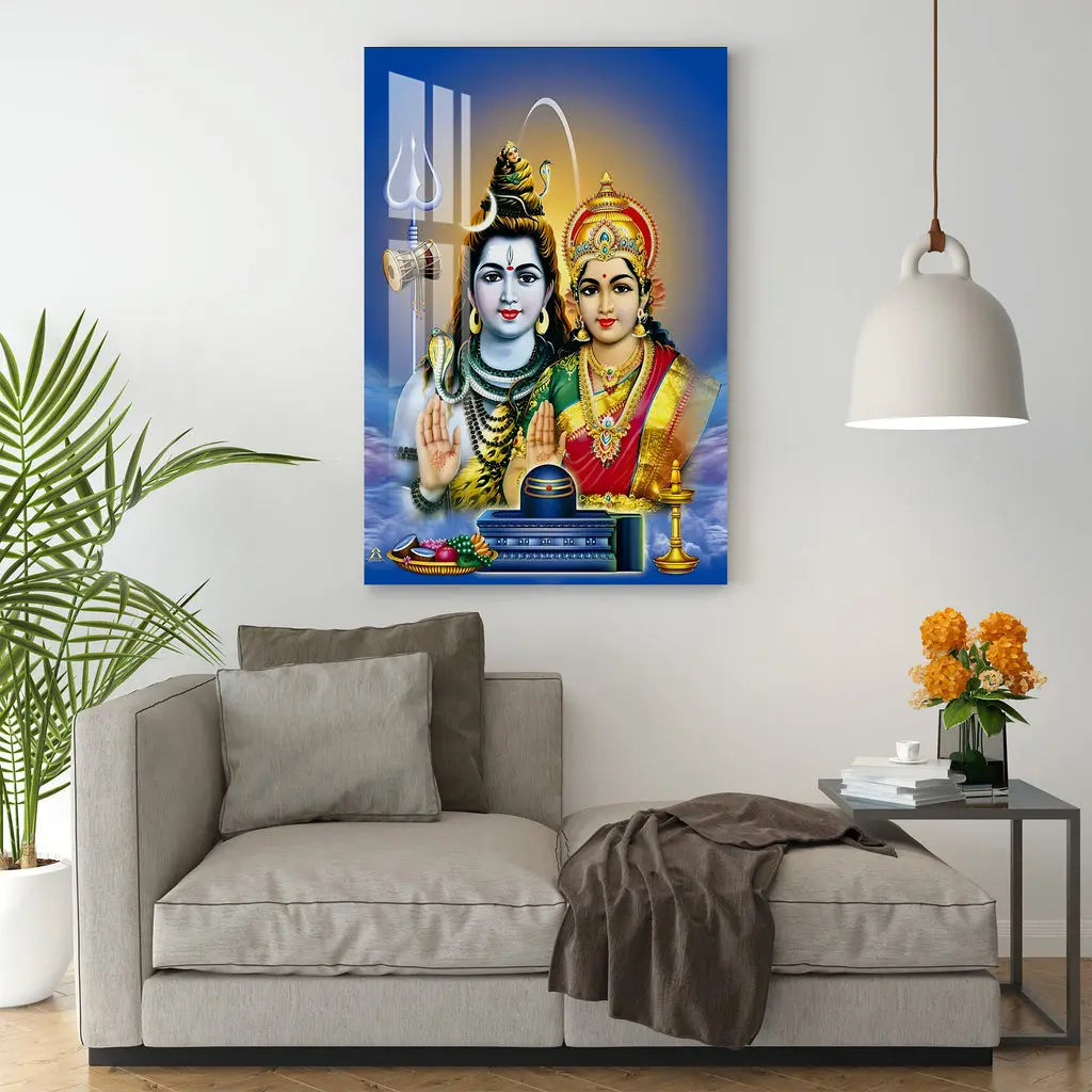 Lord Mahadev with Goddess Parvati Acrylic Wall Art DECORMANTRA