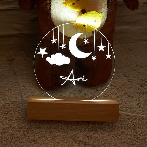 Custom Moon and Star Nightlight ,Personalized Clouds Night light With Name, Baby Bedroom Night Light, Newborn Gift, Mom Gifts, Nursery Decor