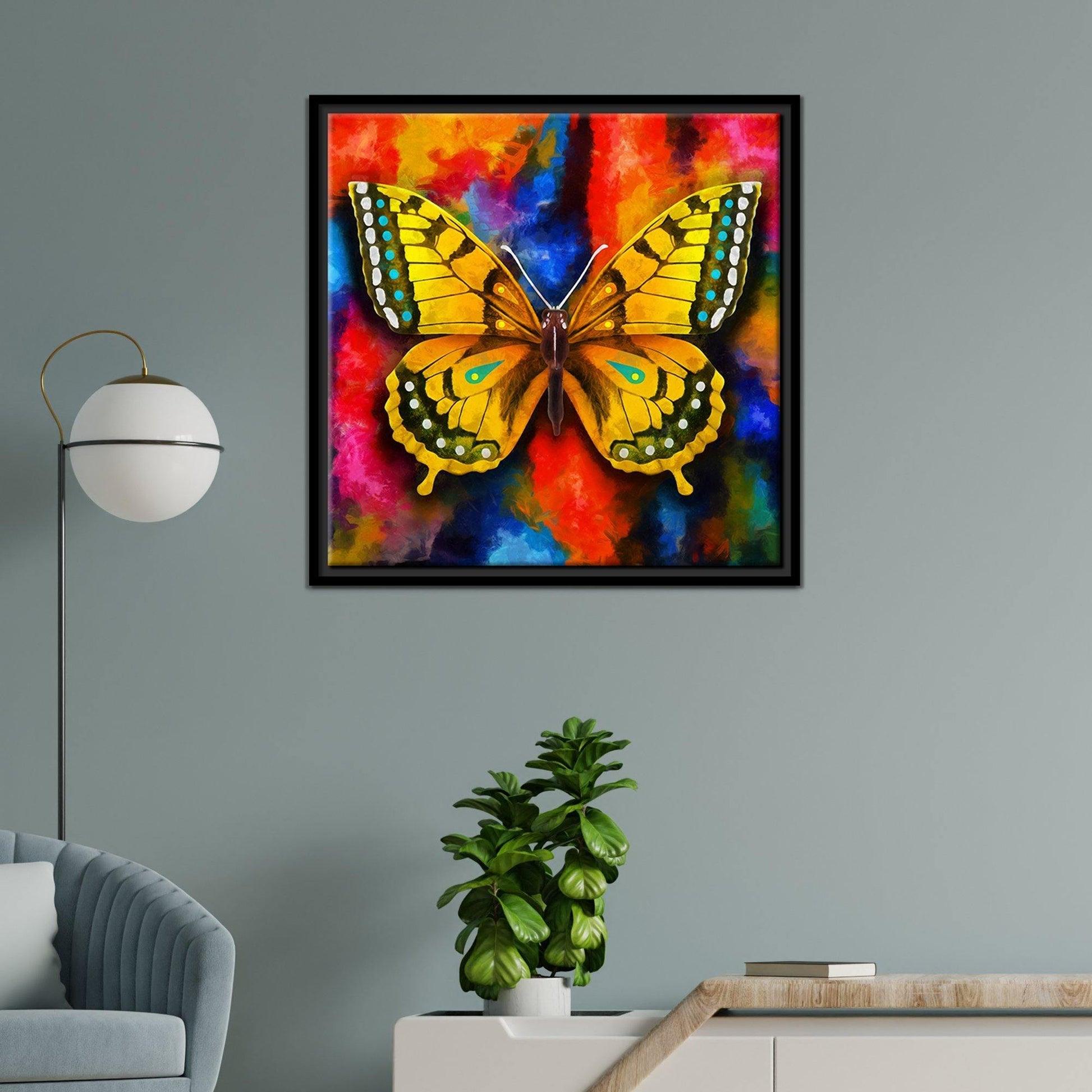 Colorful Butterfly Floating Canvas Wall Painting Frame - Decor Mantra 