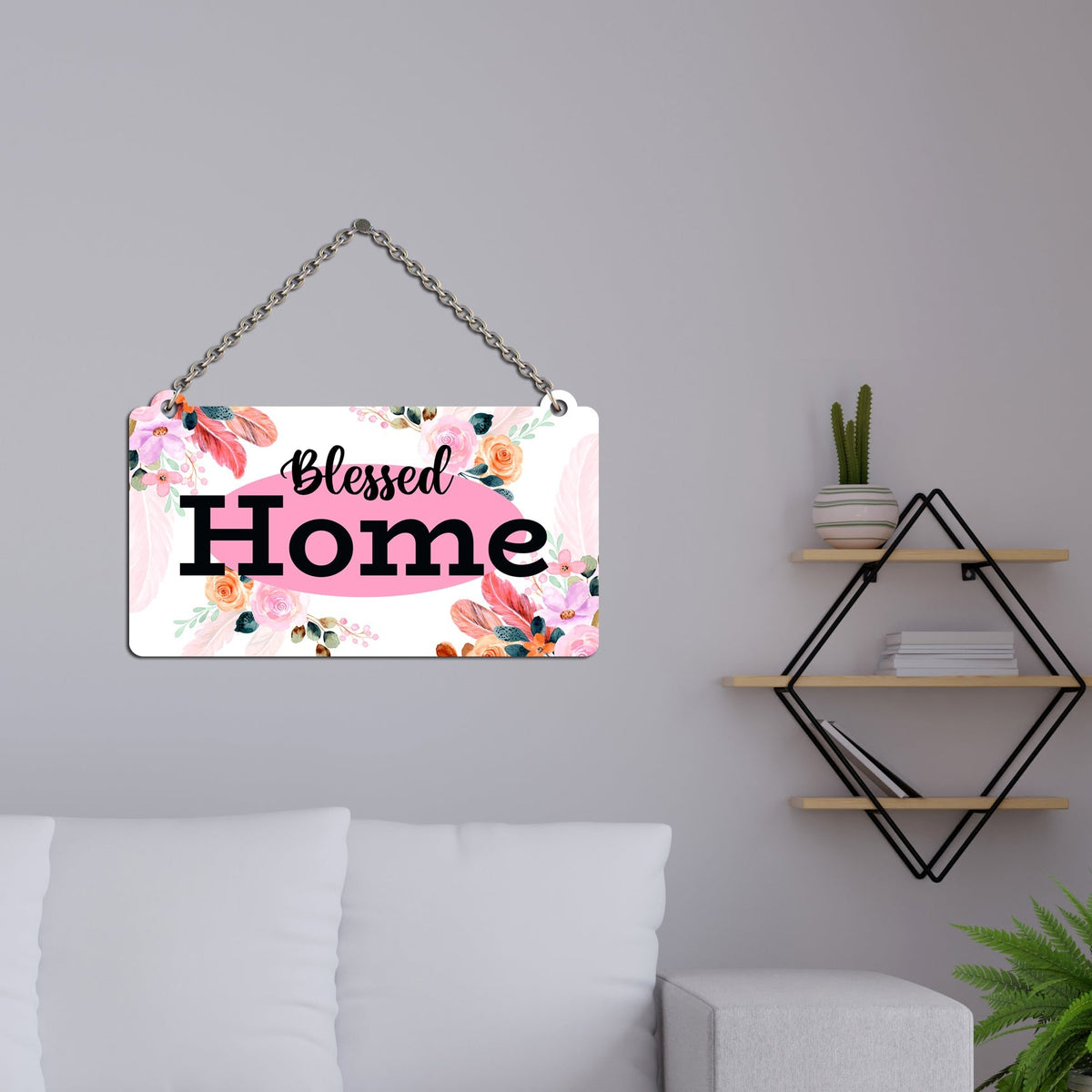 Blessed Home Wood Wall Hanging for Home Decor | Office | Gifts | Bedroom | Decoration Items for Living Room | Artworks Designer Hangers | Wooden Decorative Items