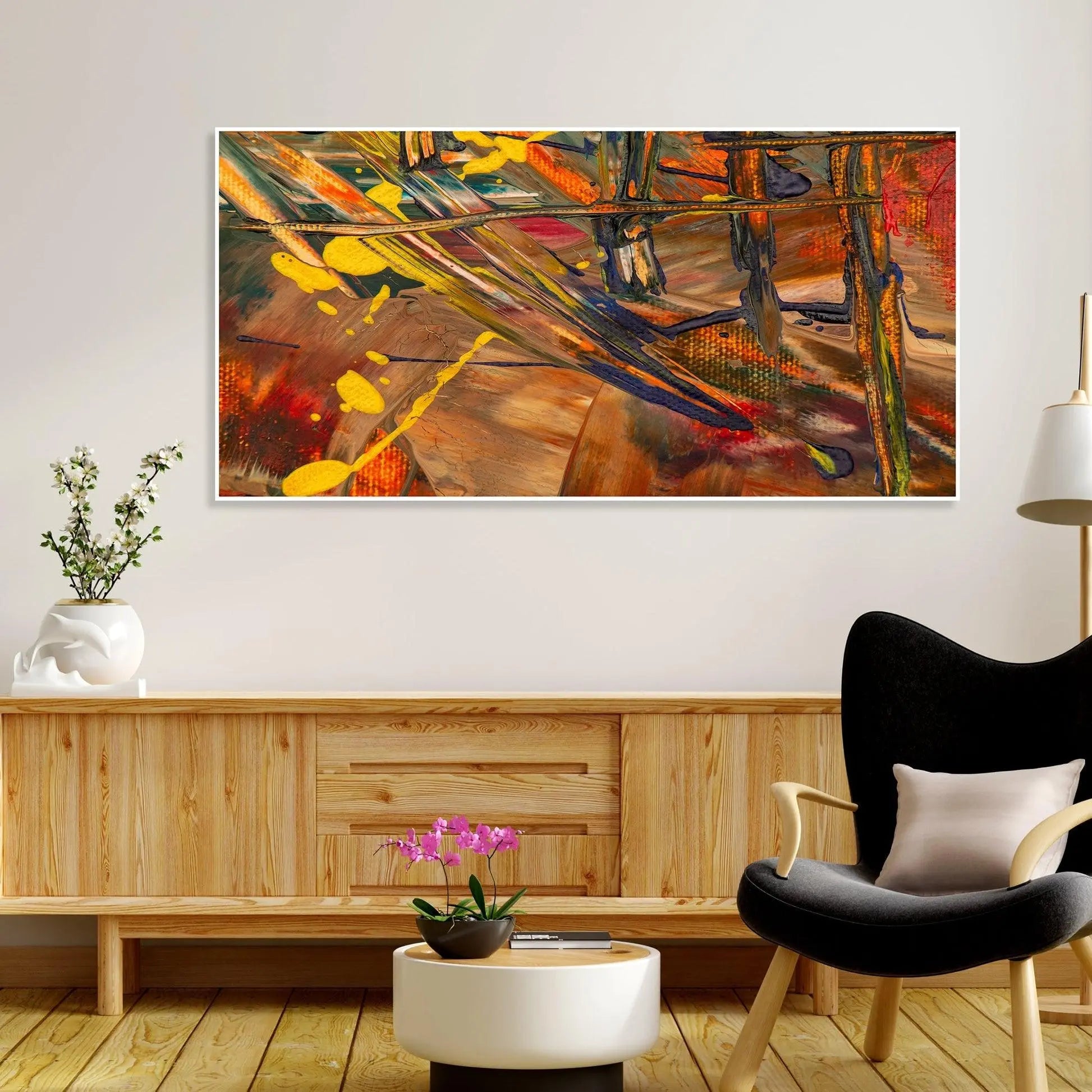 Dark Abstract Texture Floating Frame Wall Painting - Decor Mantra 