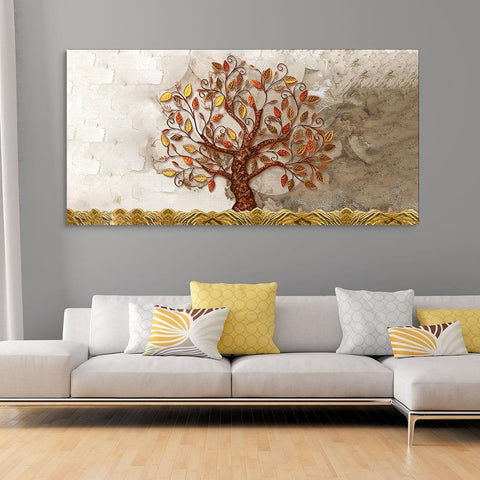 Beautiful Red and Yellow Leaf Tree Canvas Wall Painting - Decor Mantra 