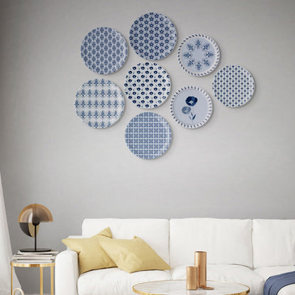 Abstract Geometry in Everyday Art Blue Pottery Inspired floral plate