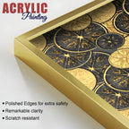 Abstract Golden Shapes Art Acrylic Floating Wall Painting Set Of 2 - Decor Mantra 
