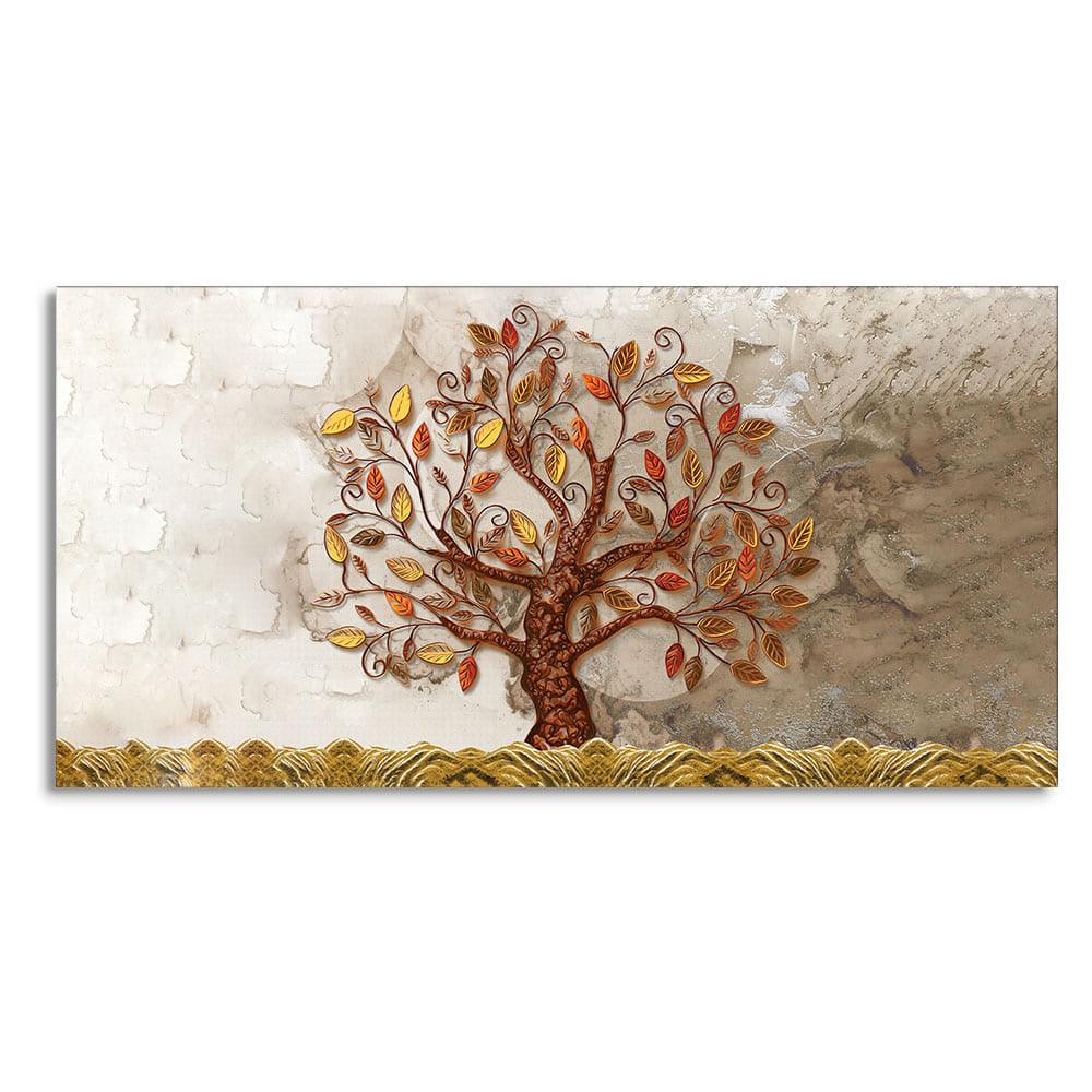 Beautiful Red and Yellow Leaf Tree Canvas Wall Painting - Decor Mantra 