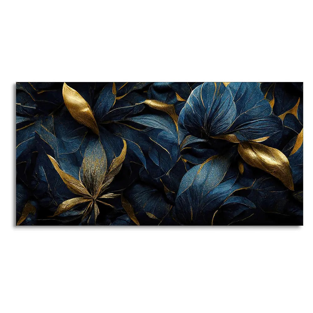 Golden Tropical leaves Canvas Wall Painting - Harshita Craft