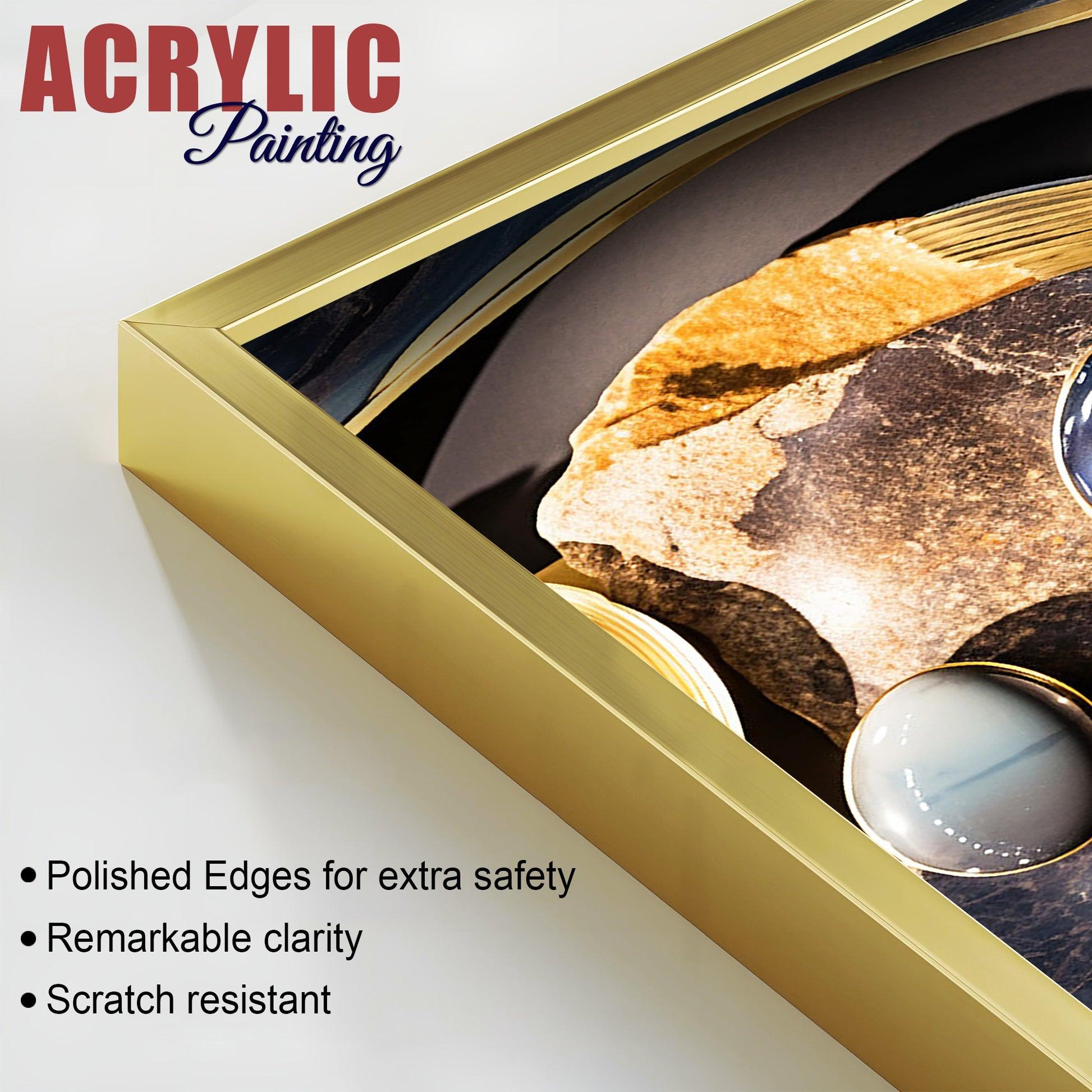 Premium Marble Stone Textural Art Acrylic Floating Wall Painting Set Of 2 - Decor Mantra 