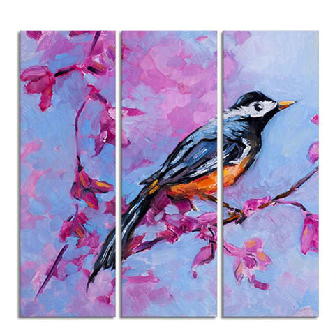 Bird with Nature Abstract design 3 Pieces Wall Painting - Decor Mantra 